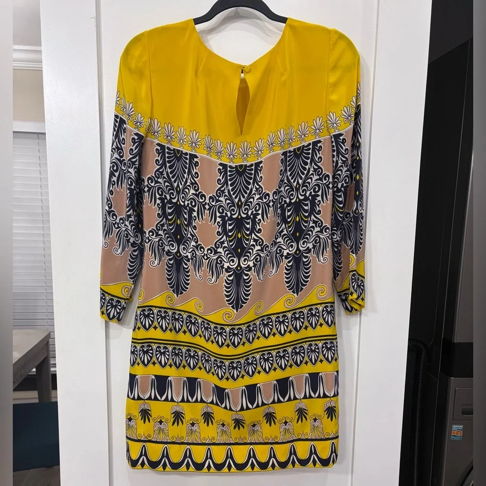 J.Crew 100% SILK Dress Sz 4 Bright Print Summer Vacation Resort Easy Shift EUC